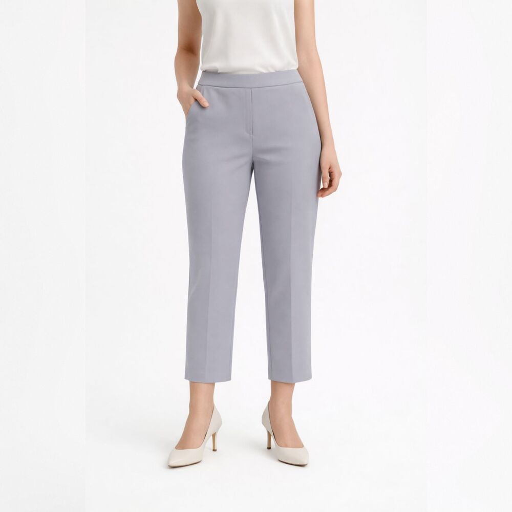 Aritzia Babaton Conan Cropped Pants Size 6 Gray Crepe Mid Rise Trousers